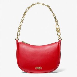 Michael Kors Kendall Small Crimson Shoulder Bag with Gold Chain